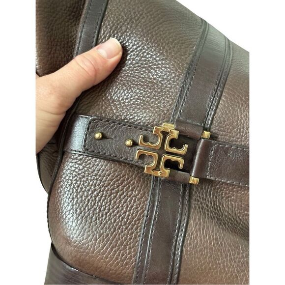 Tory Burch Elian Leather Tall Riding Boots size 9.5 Brown - Picture 10 of 16